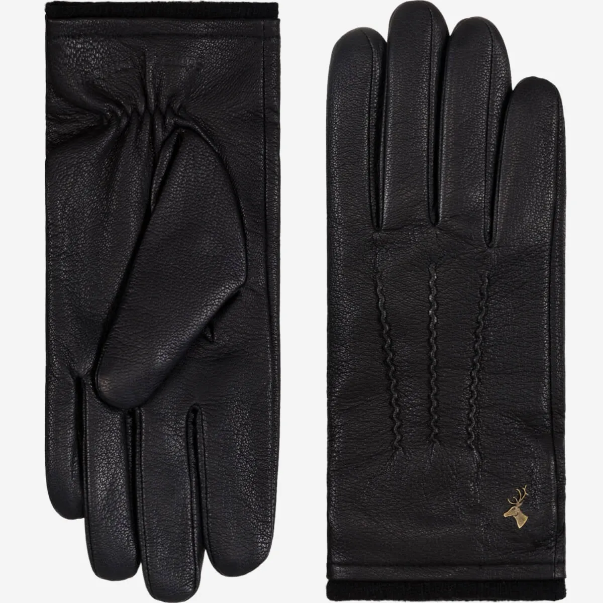 Harvey (black) - goatskin leather gloves with luxurious wool lining & touchscreen feature