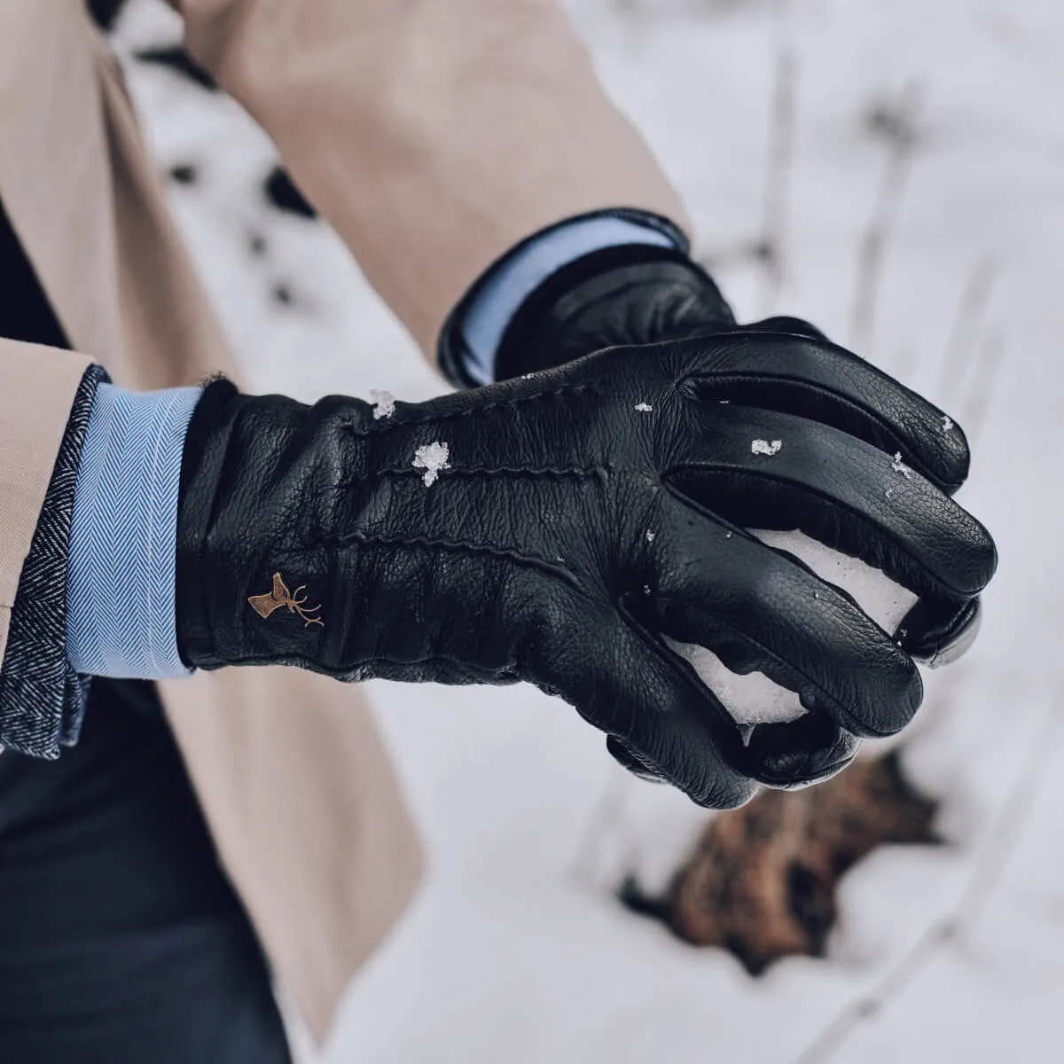 Harvey (black) - goatskin leather gloves with luxurious wool lining & touchscreen feature