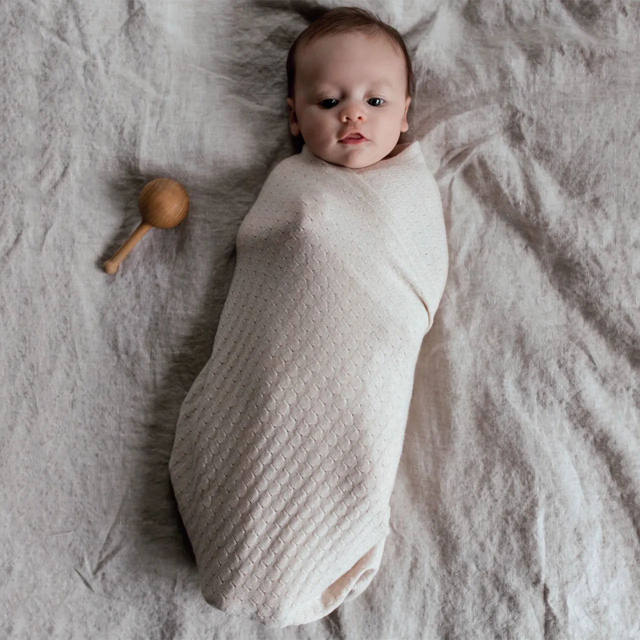 Hvid Frankie Baby Blanket - 100% Extra Fine Merino Wool (70x95cm) *Last One!