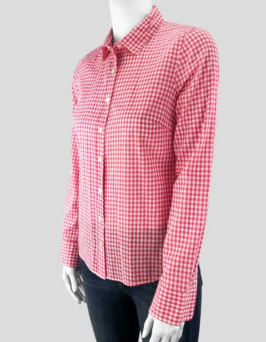 J. Crew Pink Gingham Button Down Shirt Women 0 US