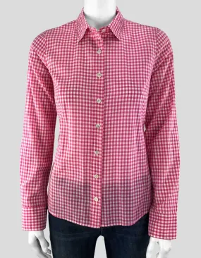 J. Crew Pink Gingham Button Down Shirt Women 0 US