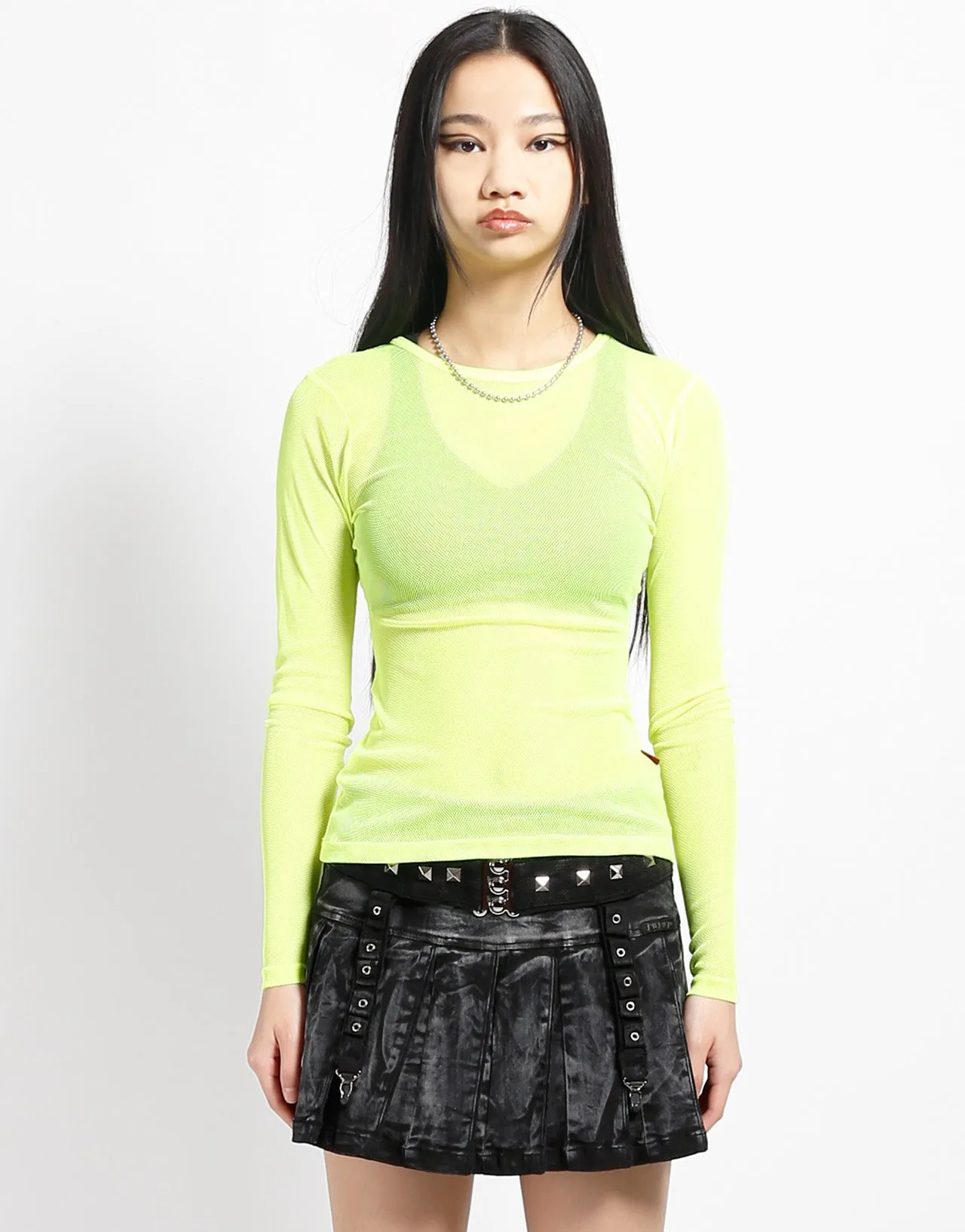 LADIES LONG SLEEVE FISHNET LIME