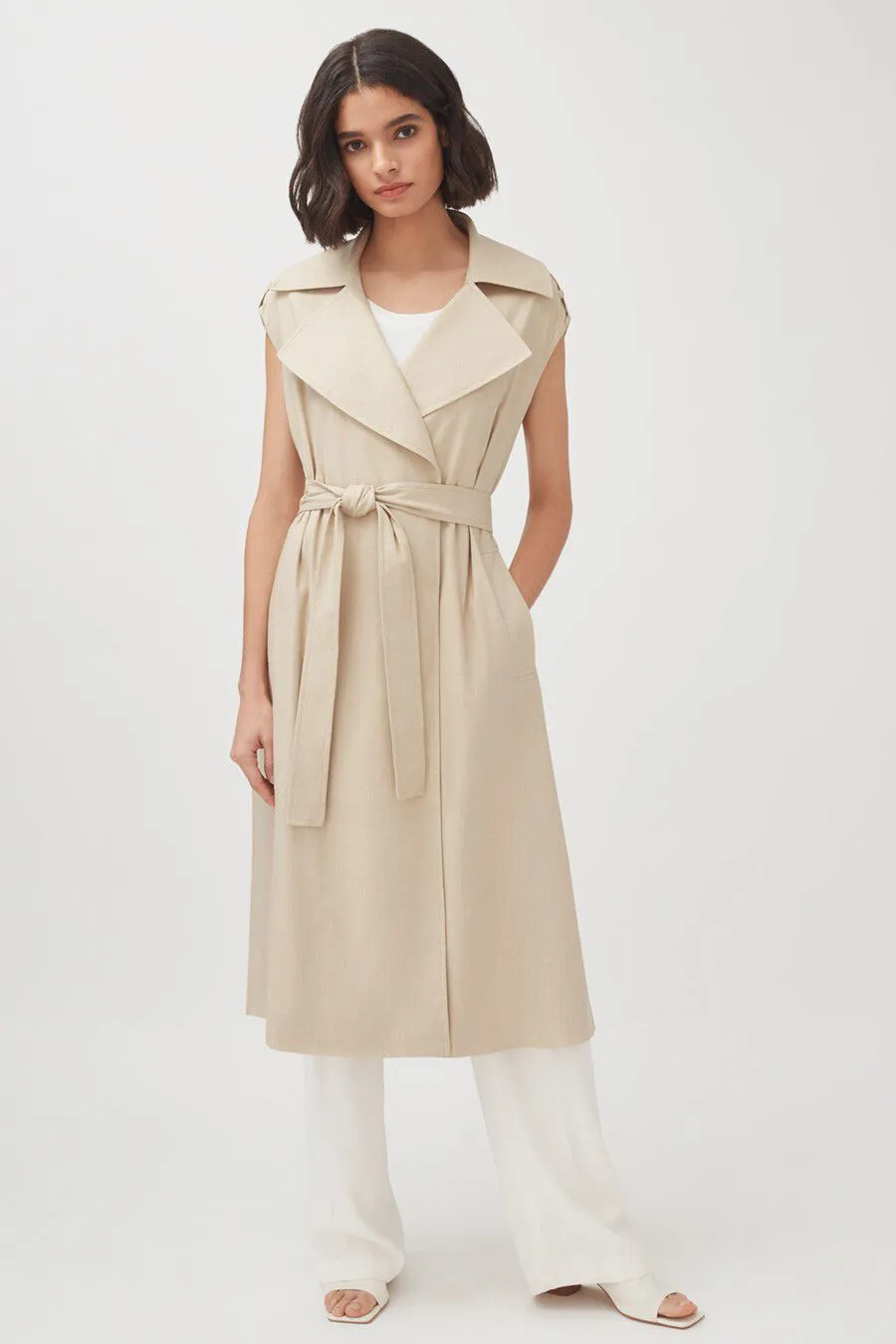 Linen Sleeveless Trench