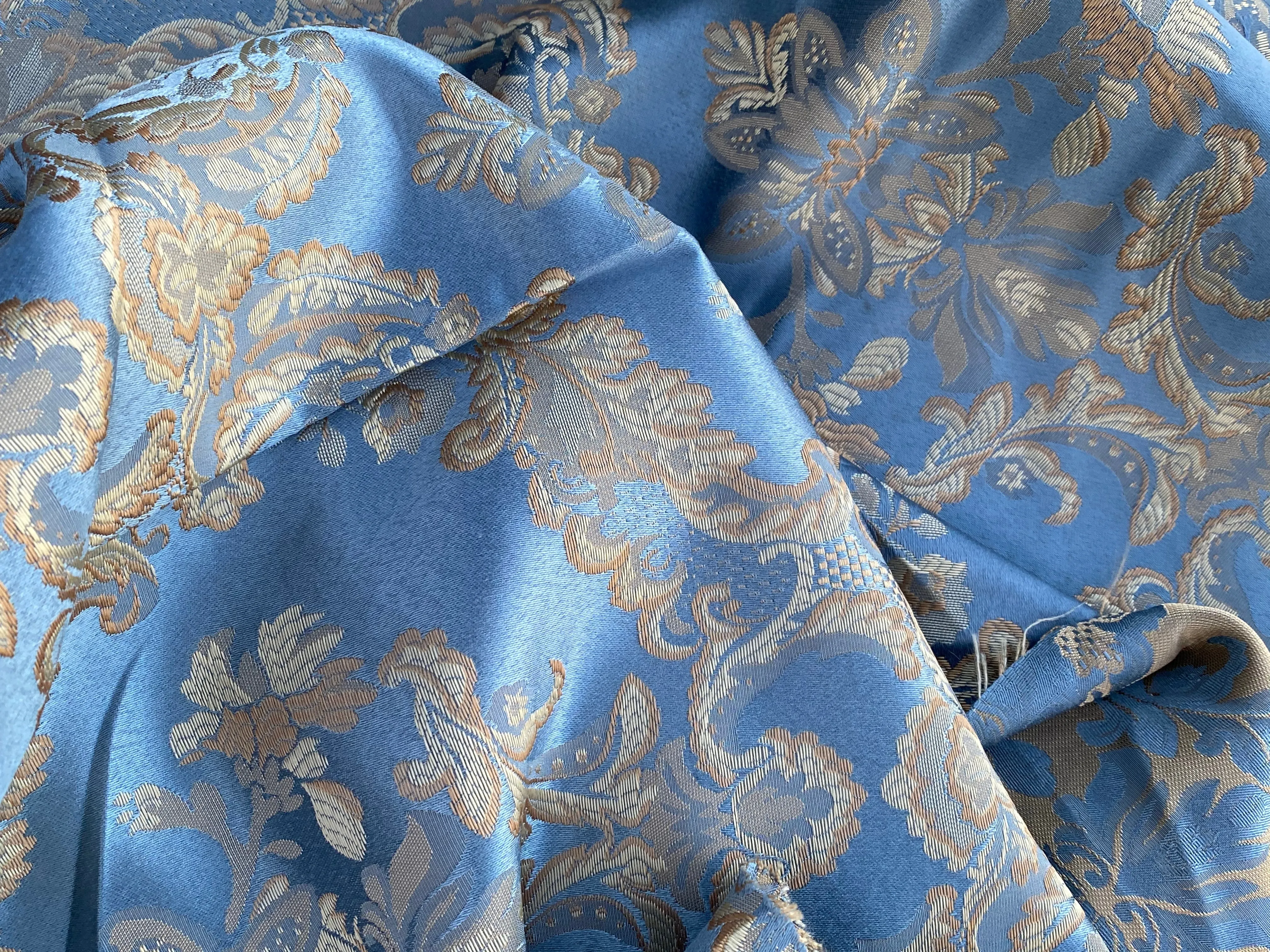 Lucas Satin Medallion Sky Blue Fabric