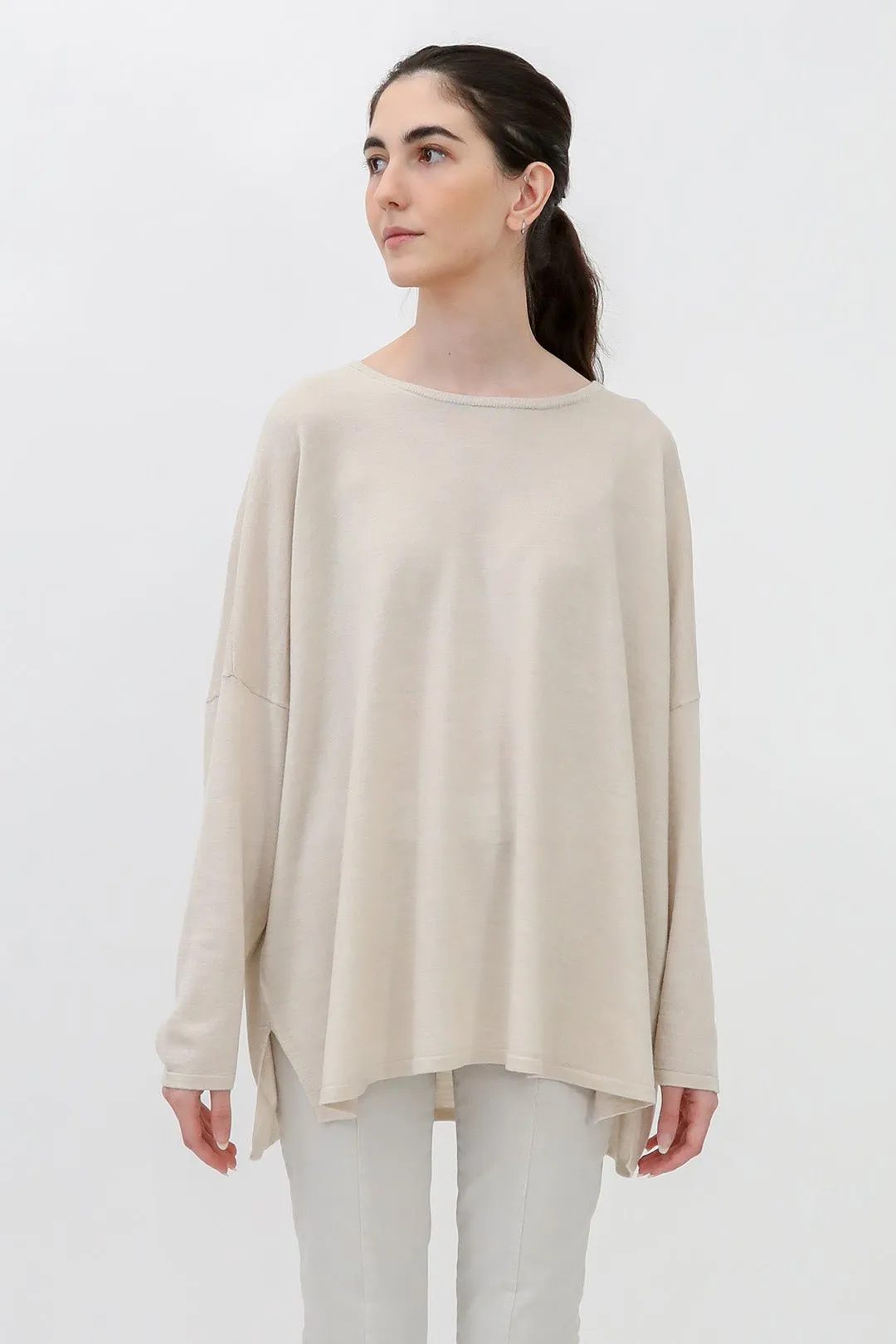 MATTEO OVERSIZED LONG SLEEVE CREW IN FINE ITALIAN MERINO