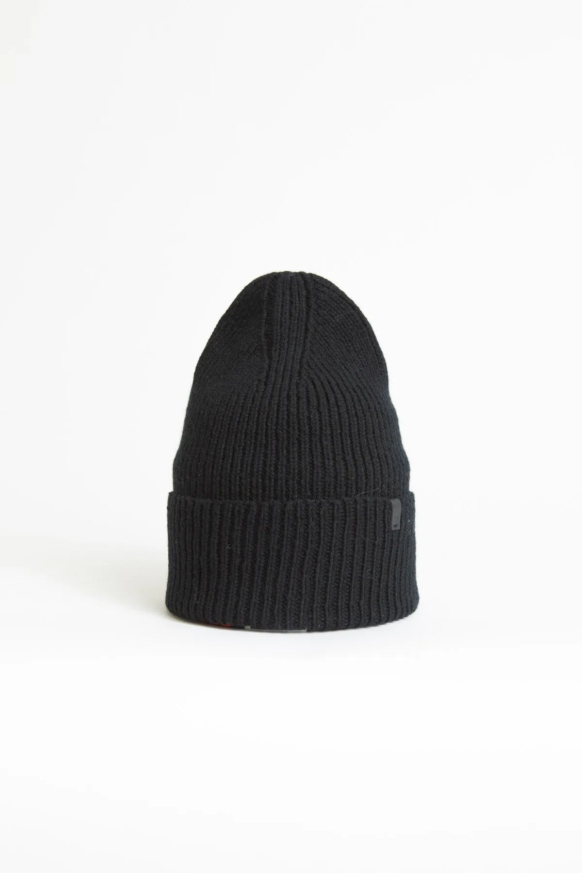 Merino Handknit Rib Hat in Black