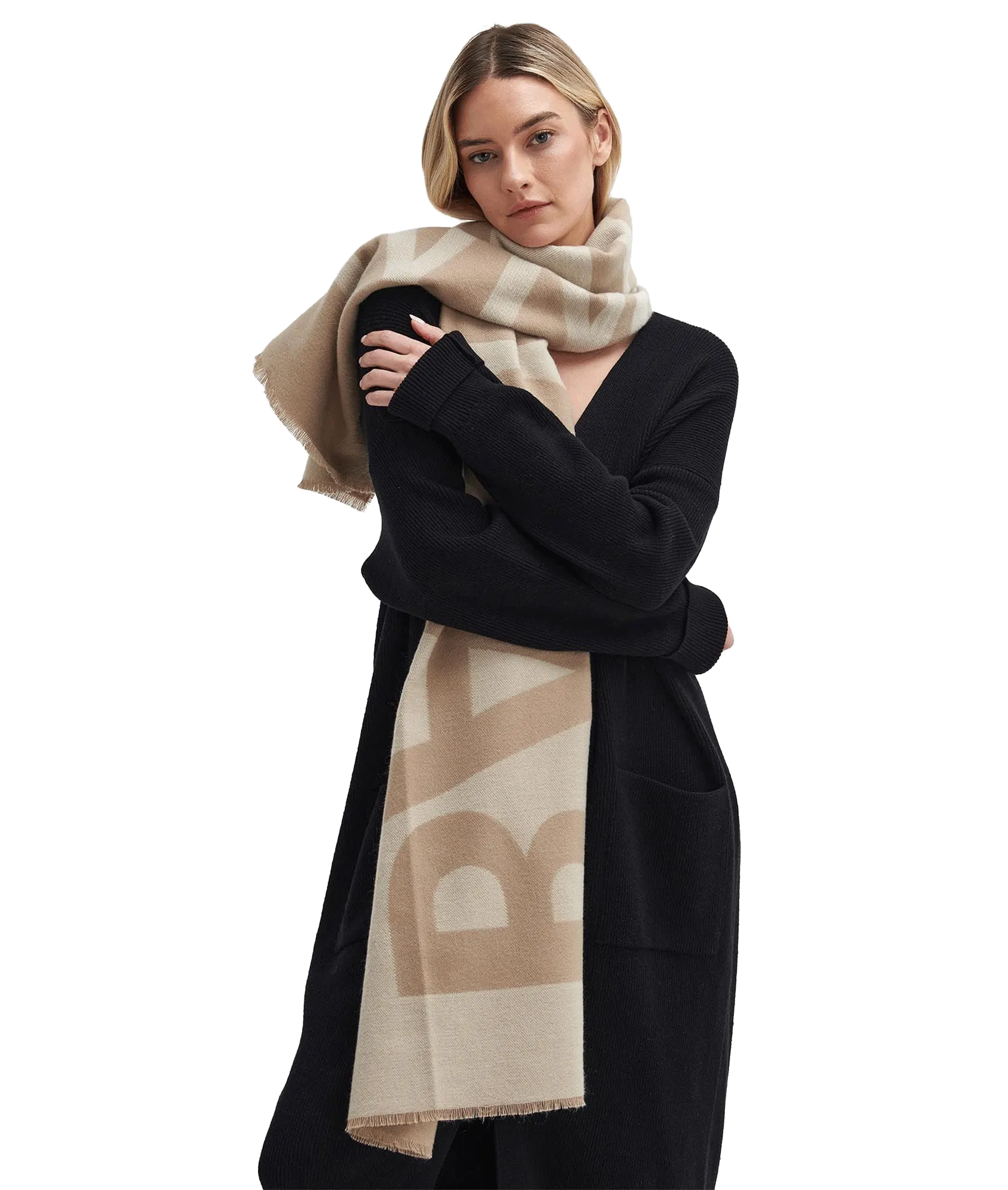 Milla Logo Wrap Scarf - Cream