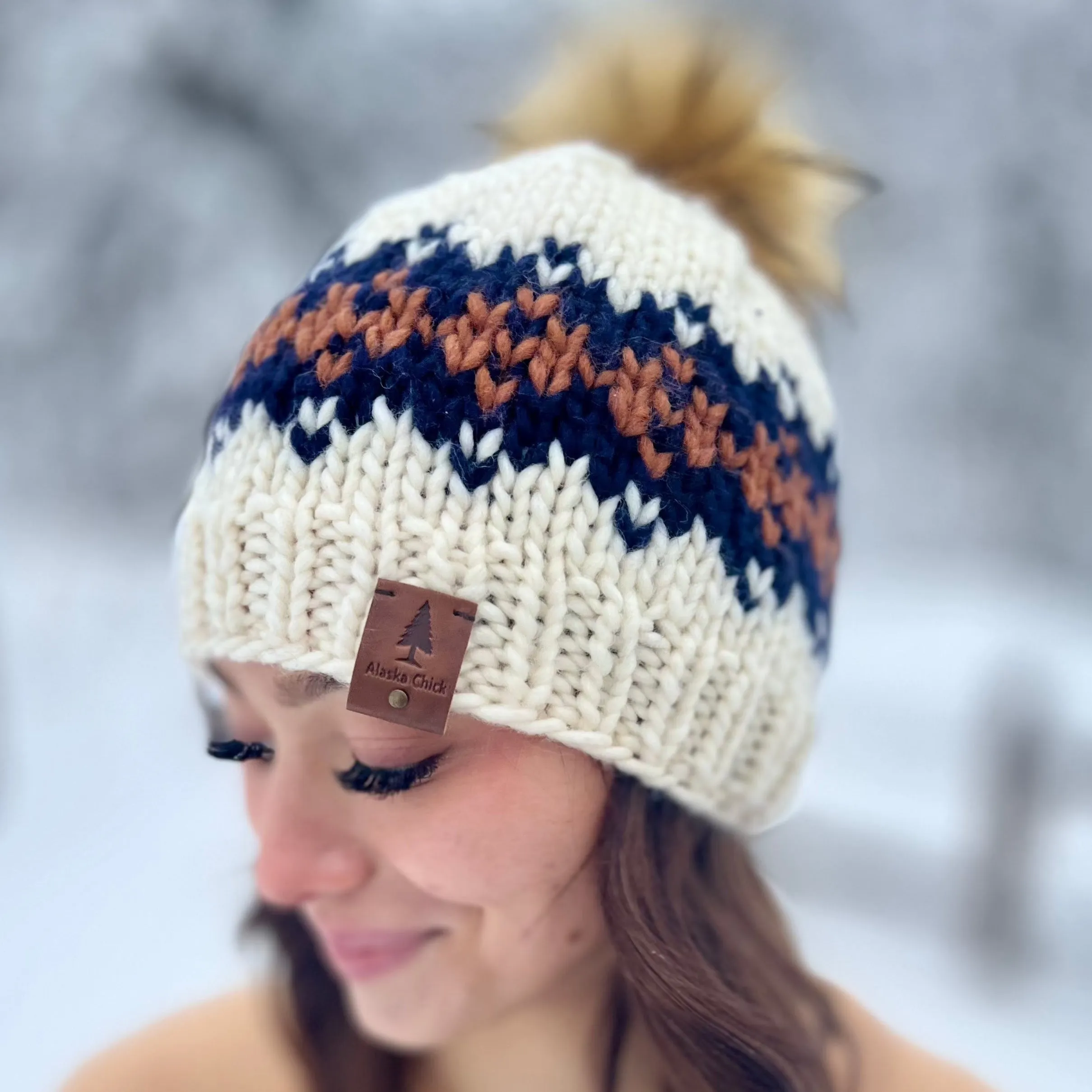 Multi-Colored Single Tree Knit Hat