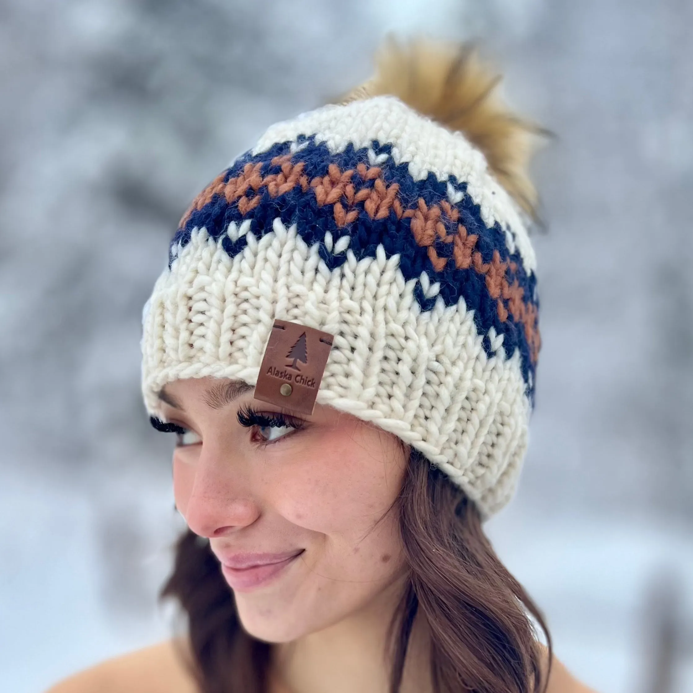 Multi-Colored Single Tree Knit Hat