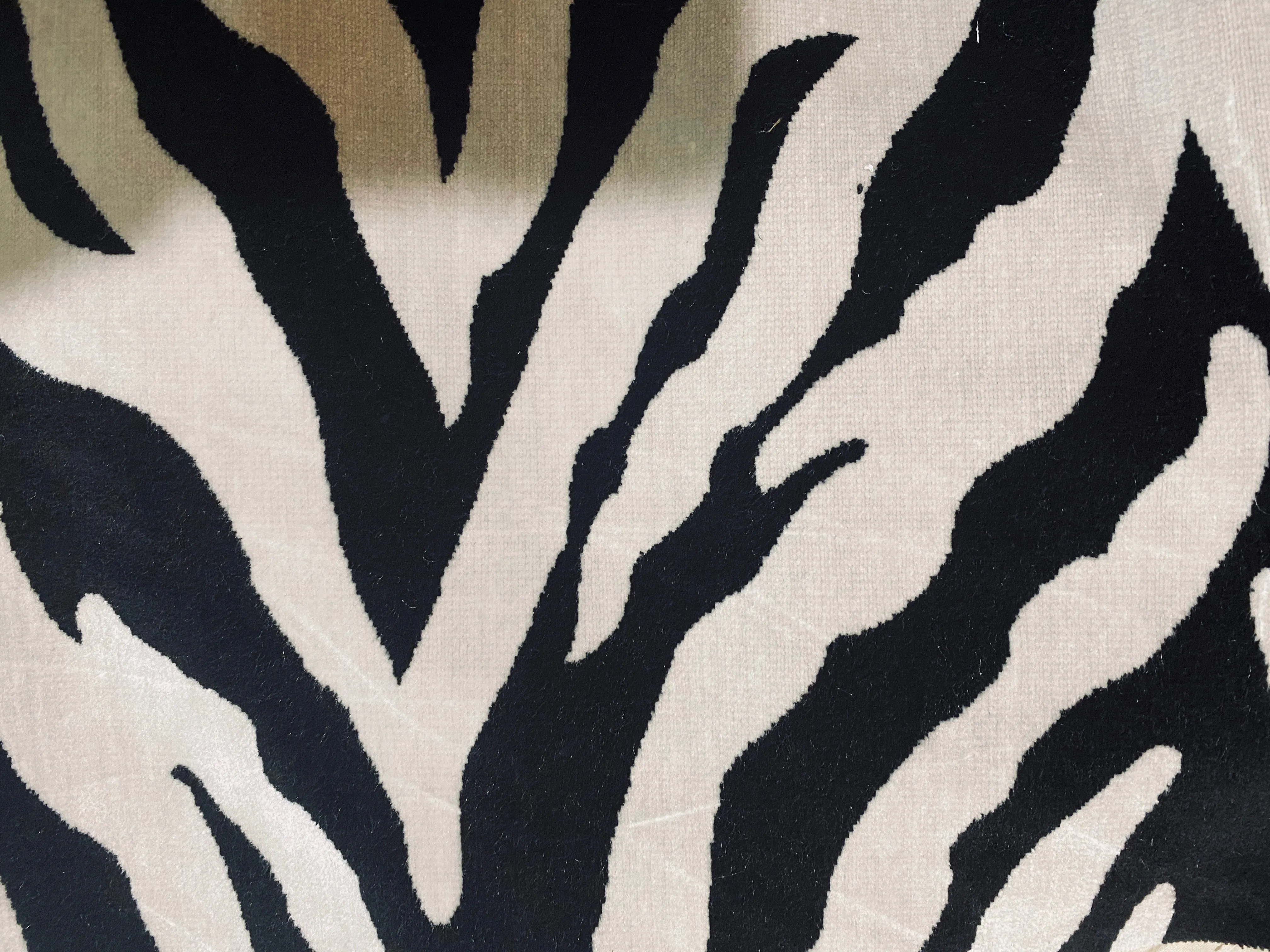 NEW Baroness Matilda Novelty Upholstery Platinum and Black Zebra Velvet- Made in Italy