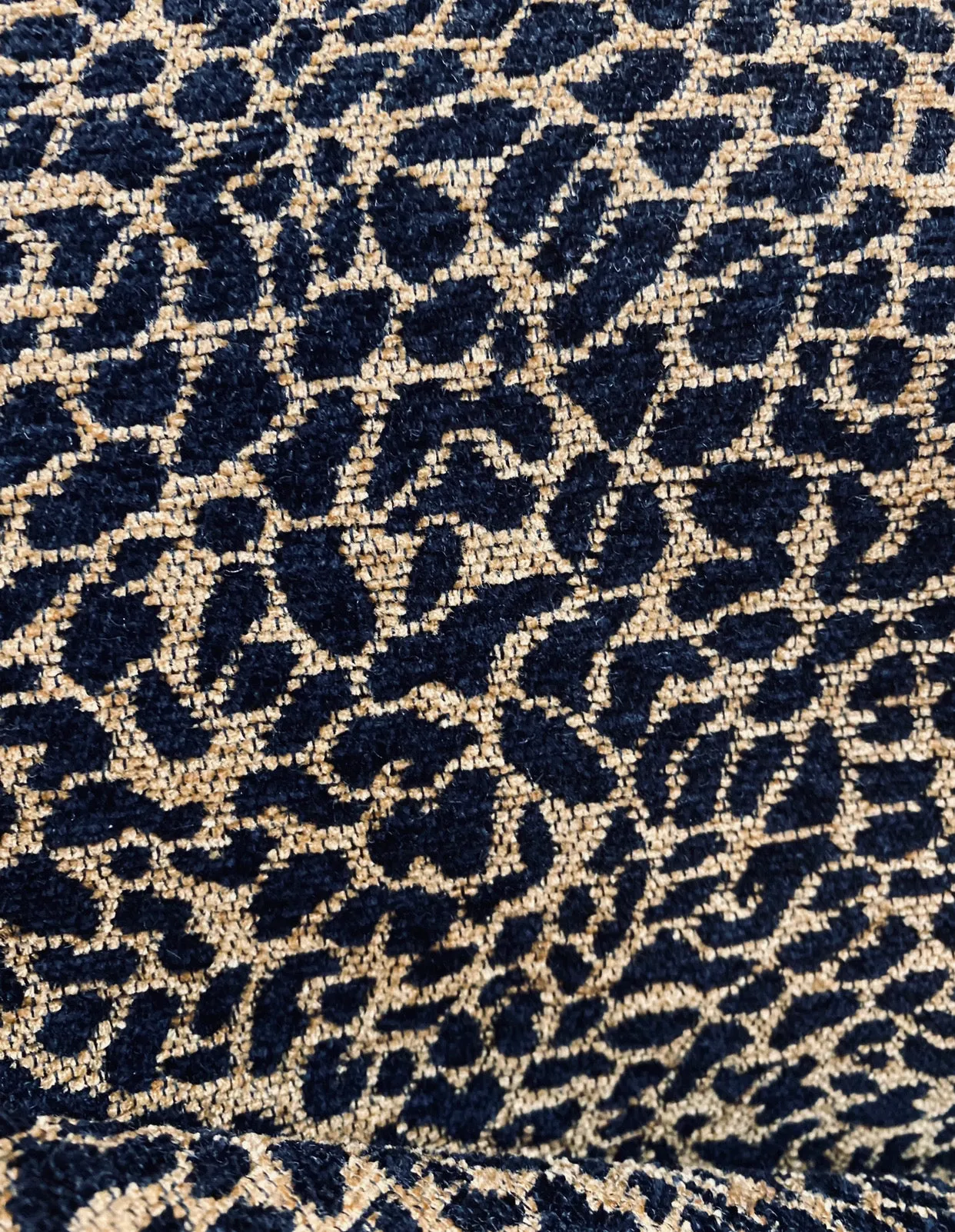 NEW Count Joshua Leopard Upholstery & Drapery Chenille Velvet Fabric in Black & Tan