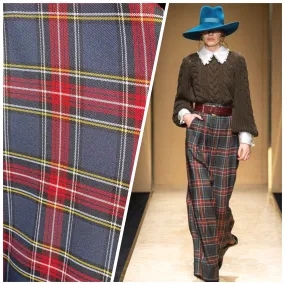 NEW Duke Ezra Designer Plaid Tartan Medium Dress Weight Woven Fabric - Gray, Red, Yellow, & Black