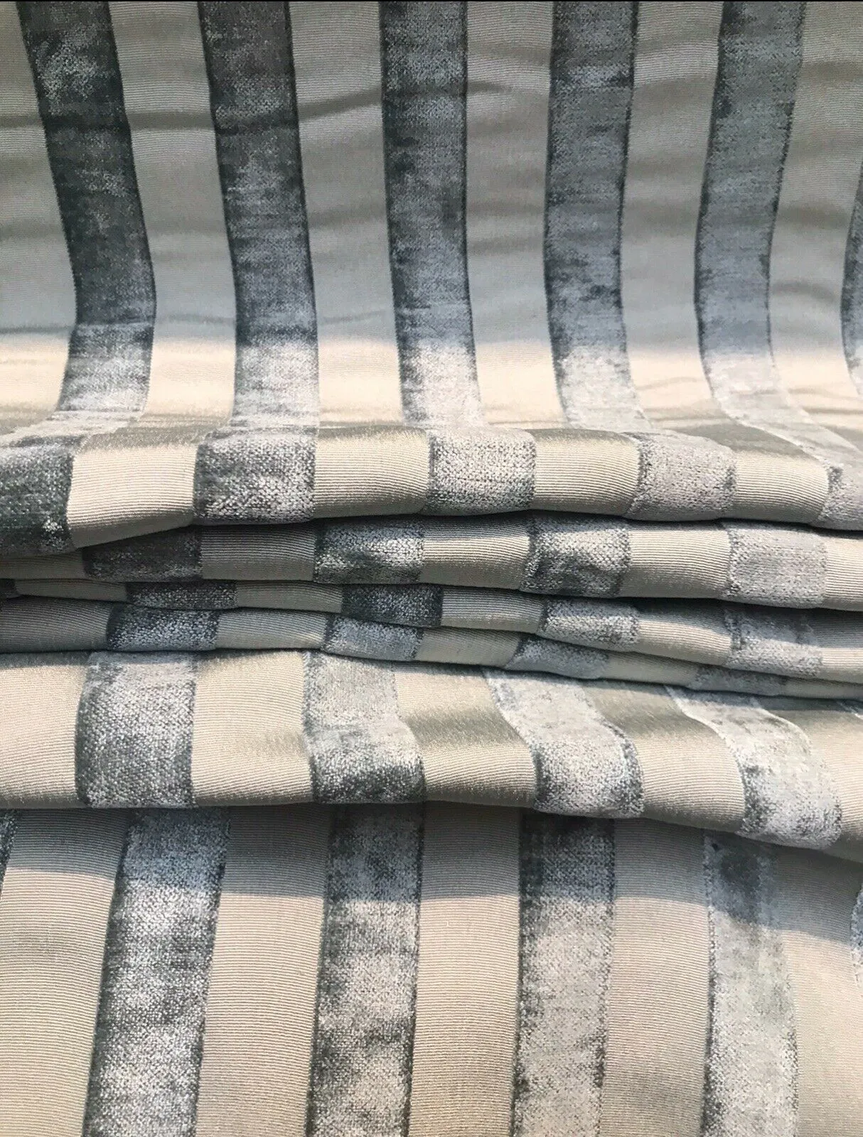 NEW Lady Zooey Striped Double Sided Burnout Chenille Velvet Fabric- Gray Upholstery