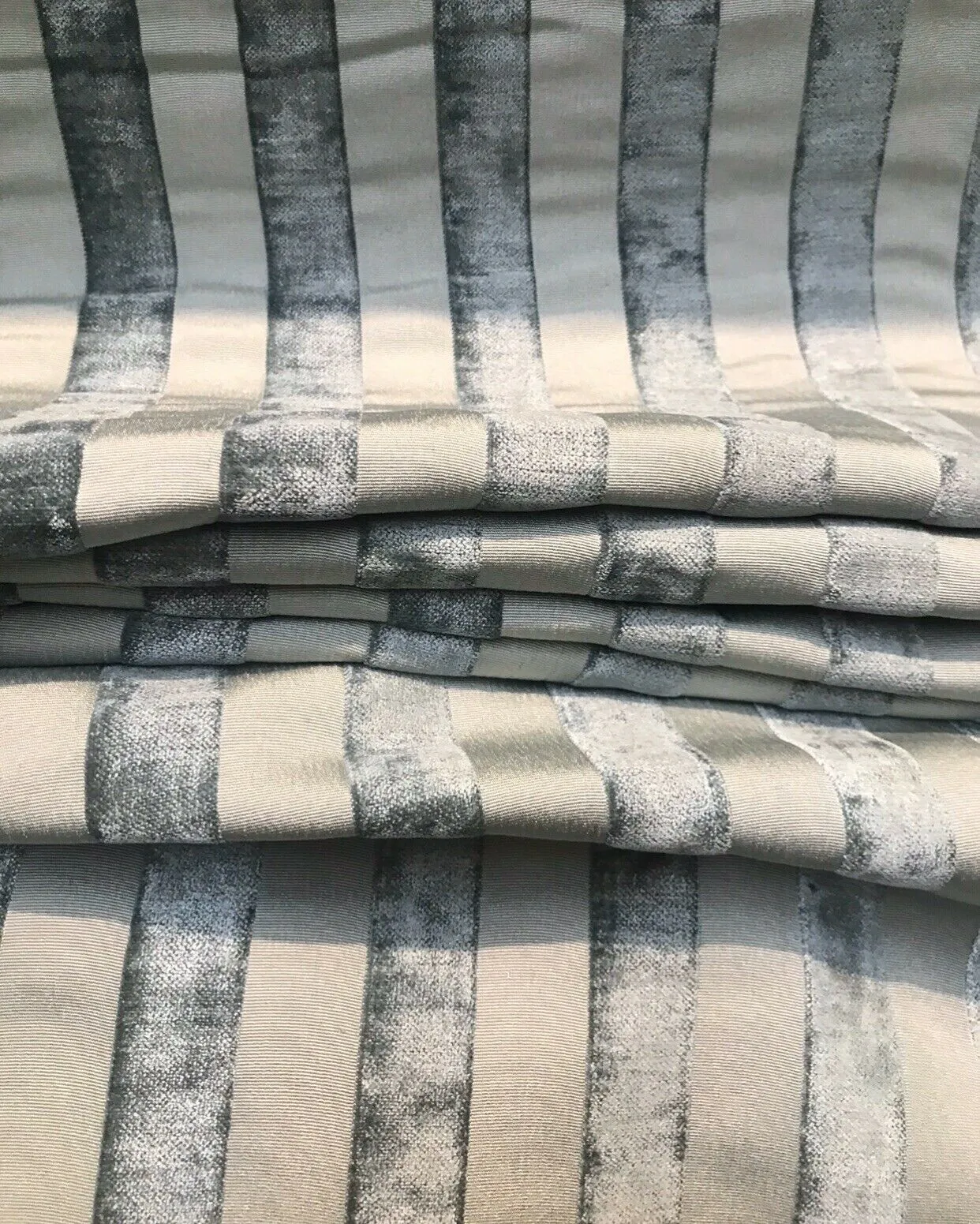 NEW Lady Zooey Striped Double Sided Burnout Chenille Velvet Fabric- Gray Upholstery