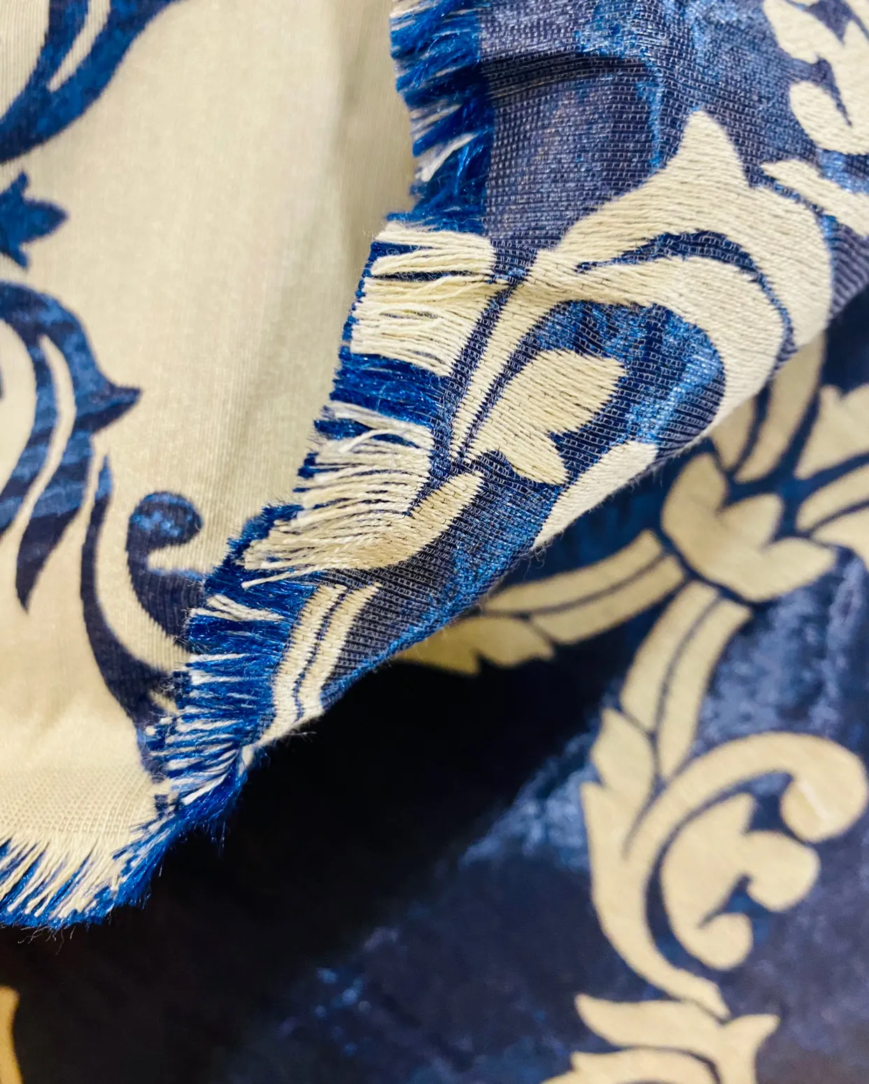 NEW Prince Midnight Designer Medallion Drapery Royal Blue Fabric