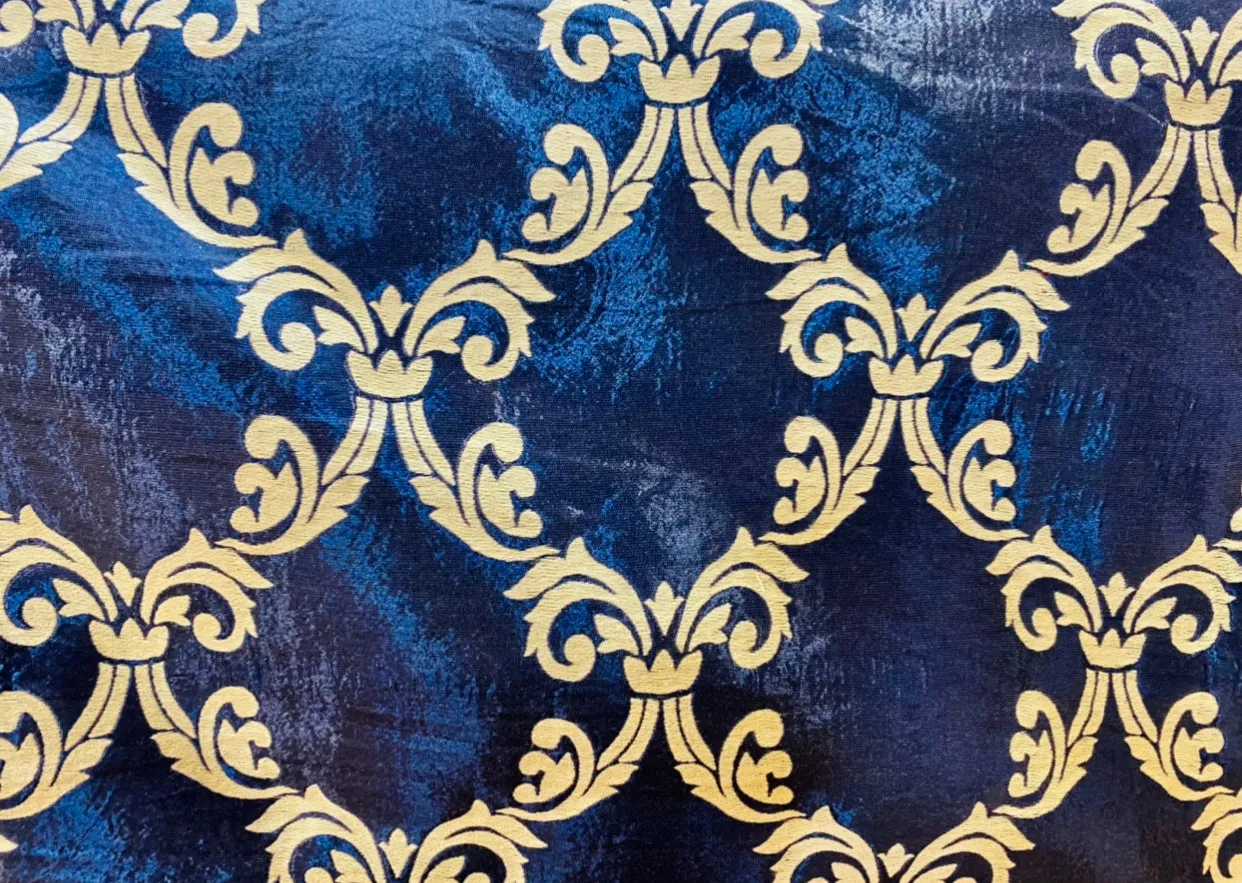 NEW Prince Midnight Designer Medallion Drapery Royal Blue Fabric