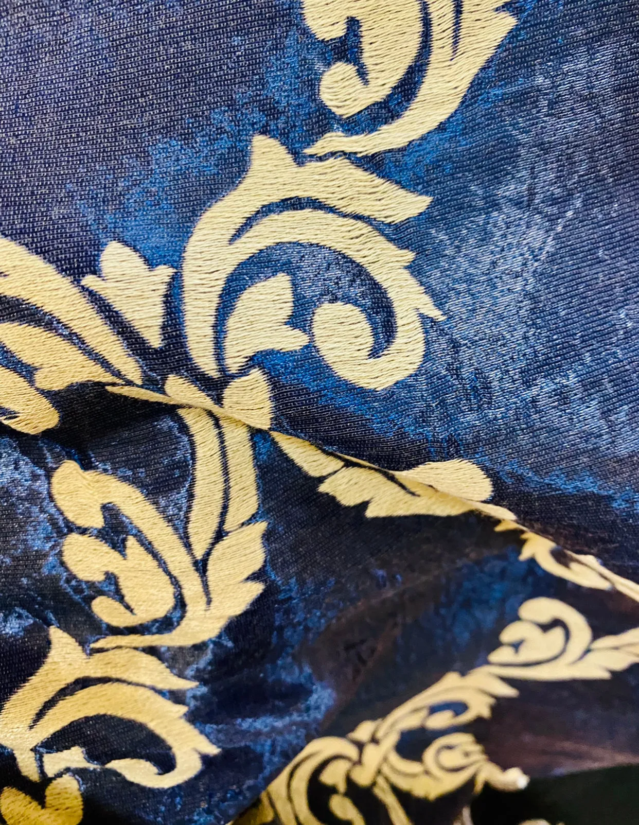 NEW Prince Midnight Designer Medallion Drapery Royal Blue Fabric