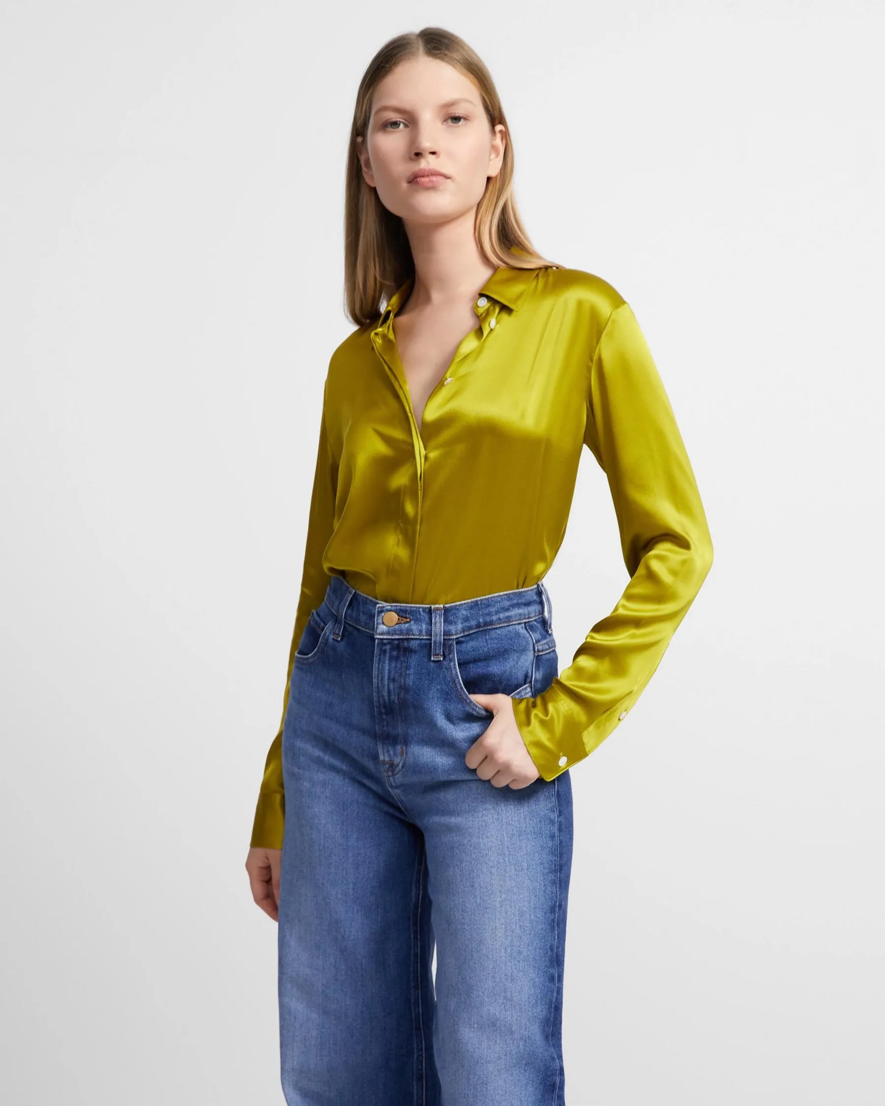 Nonothing|Women 100% silk button down shirt ( 3 colours )