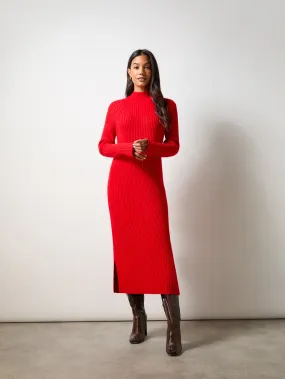 Petite Red High Neck Jumper Dress