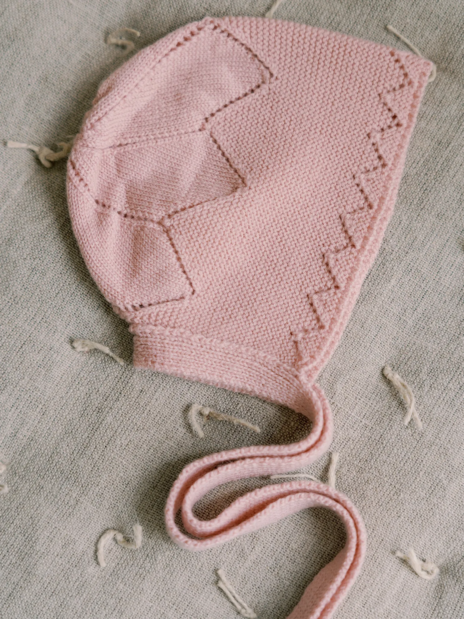 Pink Rixo Merino Baby Girl Knitted Bonnet