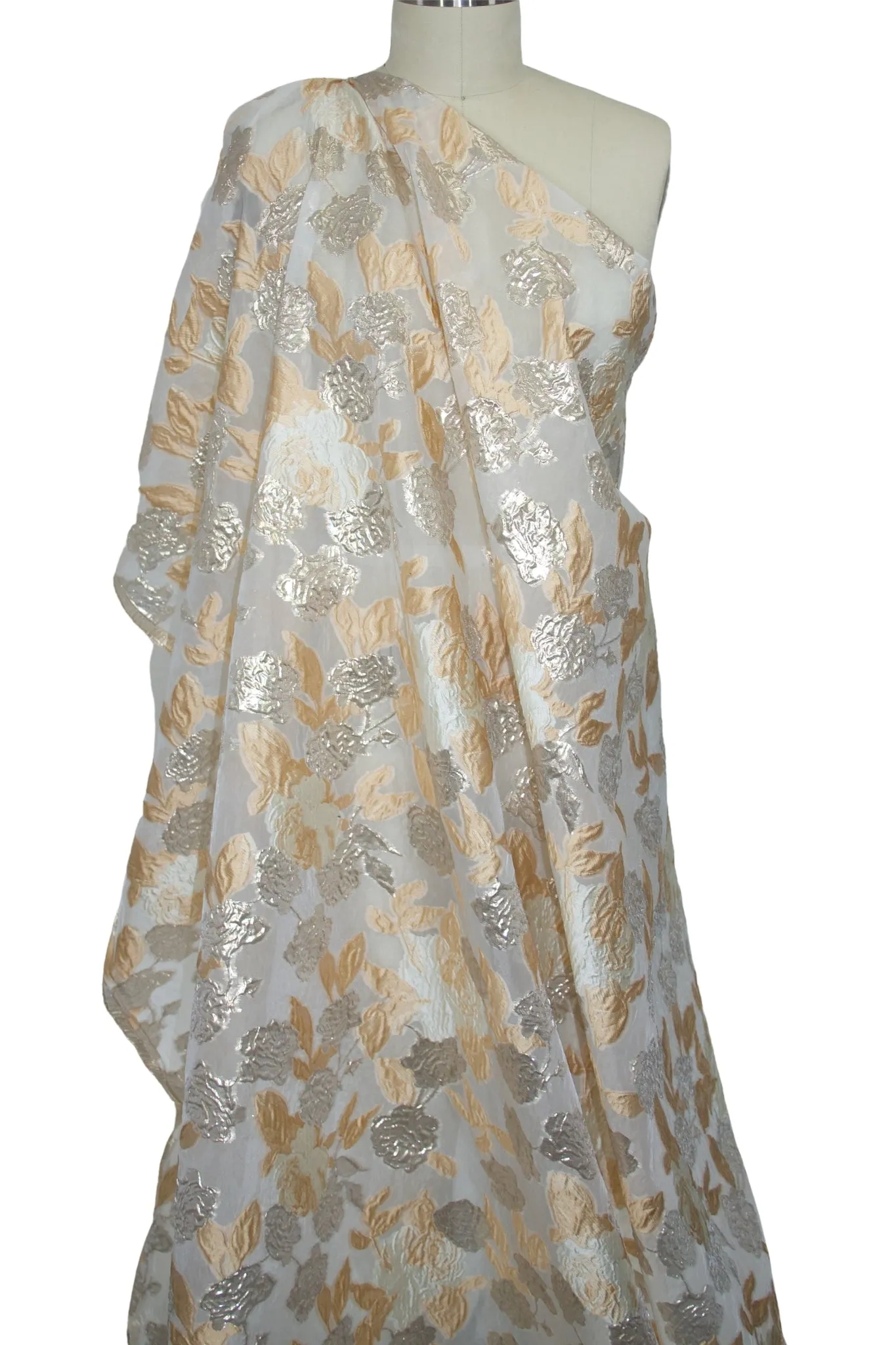 Randi Rahm Floral Matellassé Brocade - Golden Peach