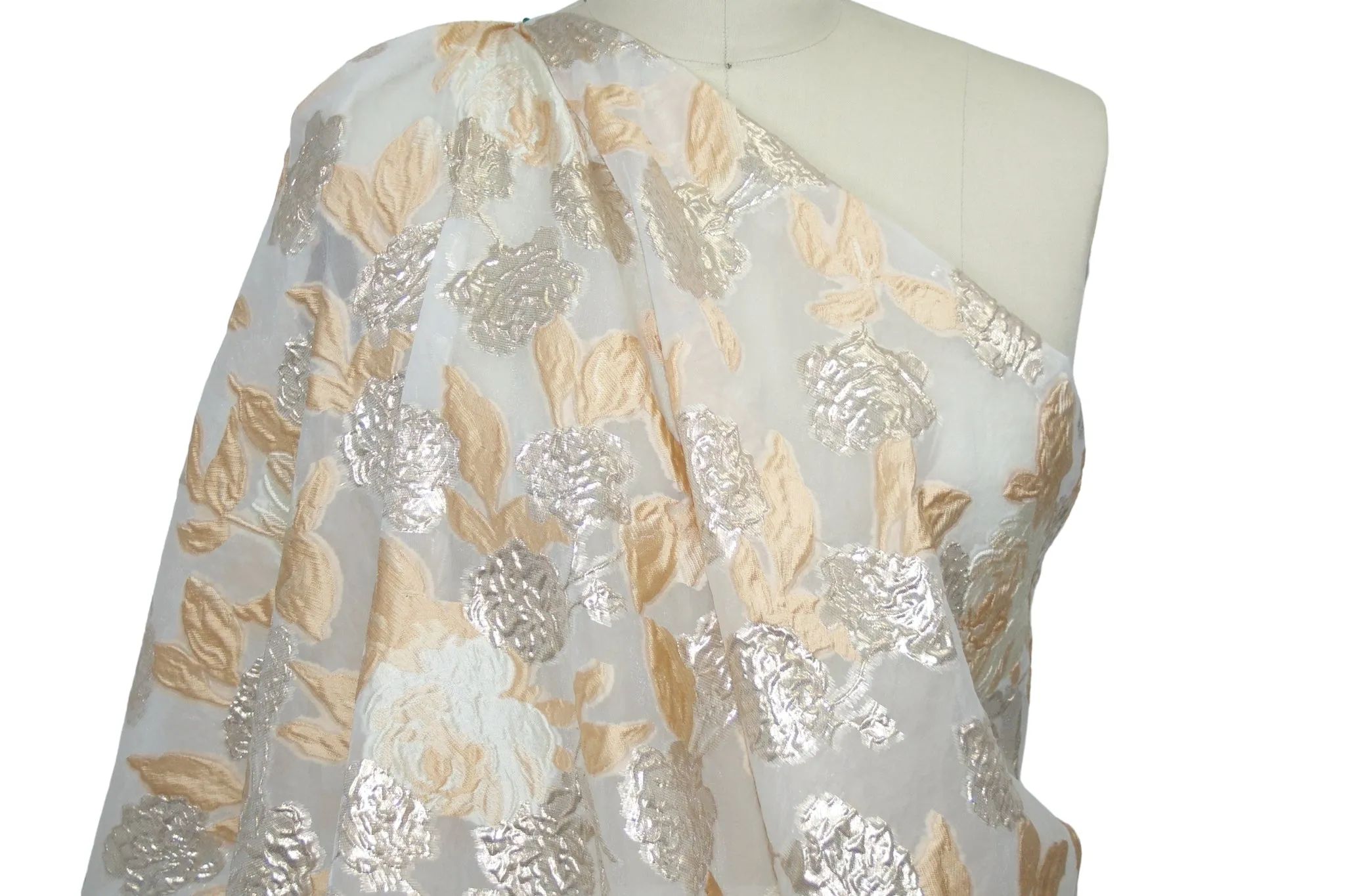 Randi Rahm Floral Matellassé Brocade - Golden Peach