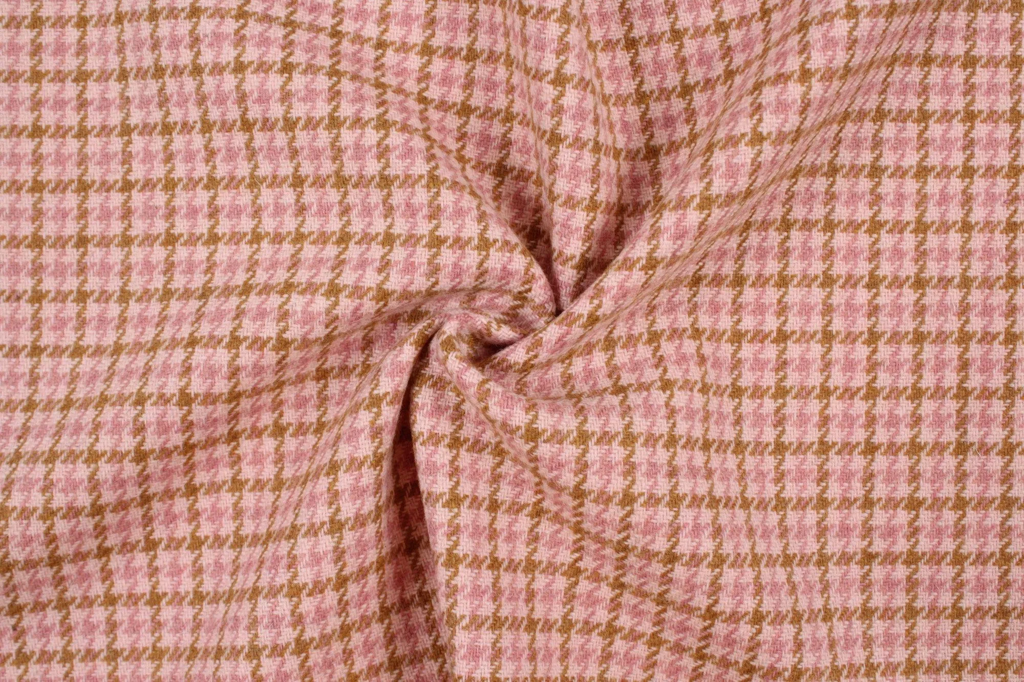 Recycled Wool Blend - Houndstooth - Pink