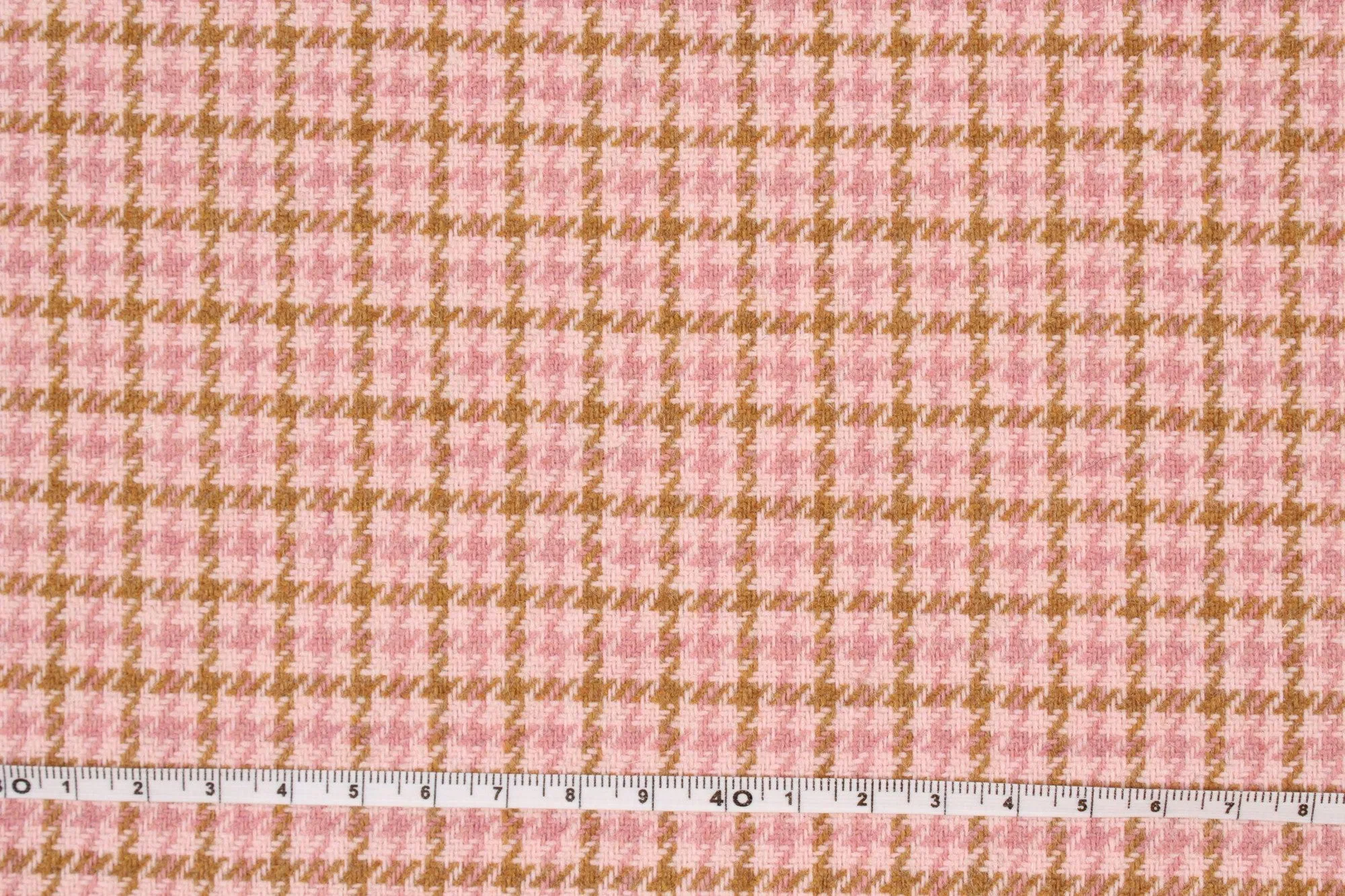 Recycled Wool Blend - Houndstooth - Pink