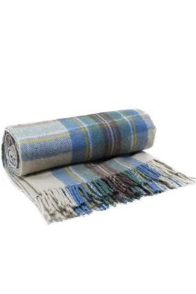 Recycled Wool Tartan Blanket - Stewart Muted Blue