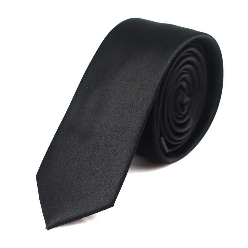 Solid Black Slim Tie