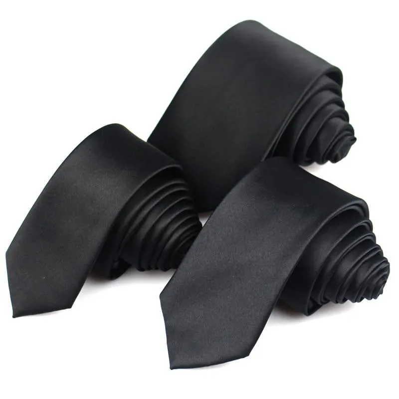 Solid Black Slim Tie