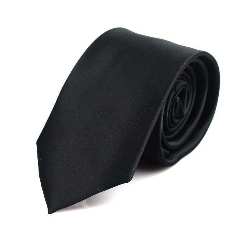 Solid Black Slim Tie