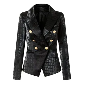 The Everglades Faux Leather Long Sleeve Blazer