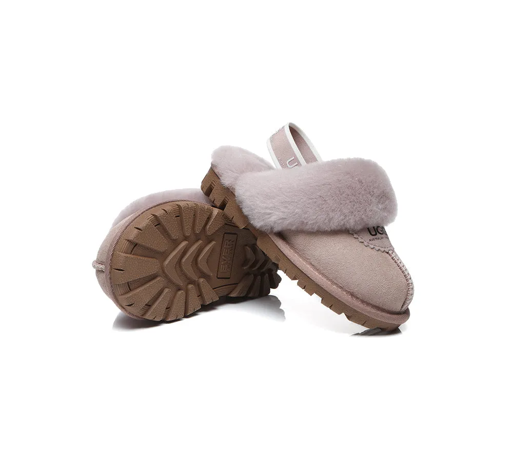 UGG Kids Slippers Sheepskin Wool Slingback Slippers Waffle Plus