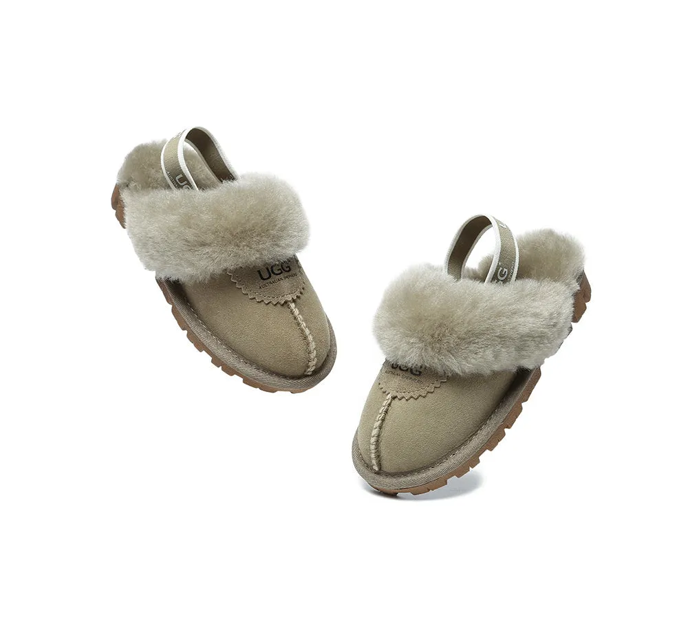 UGG Kids Slippers Sheepskin Wool Slingback Slippers Waffle Plus