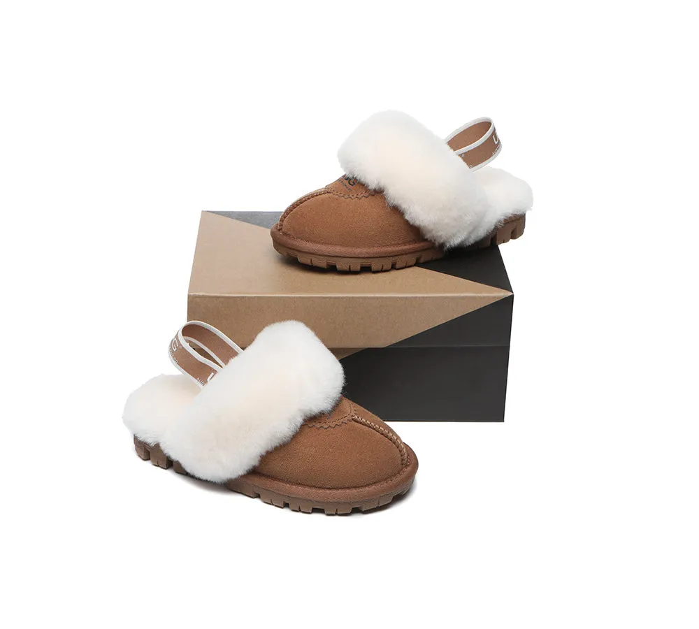 UGG Kids Slippers Sheepskin Wool Slingback Slippers Waffle Plus