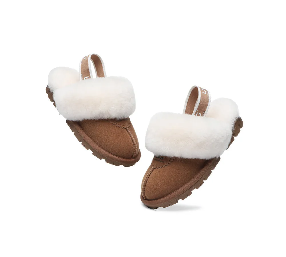 UGG Kids Slippers Sheepskin Wool Slingback Slippers Waffle Plus