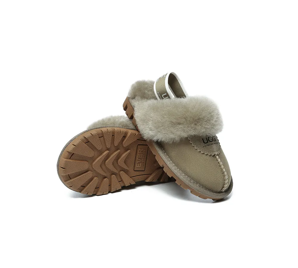 UGG Kids Slippers Sheepskin Wool Slingback Slippers Waffle Plus