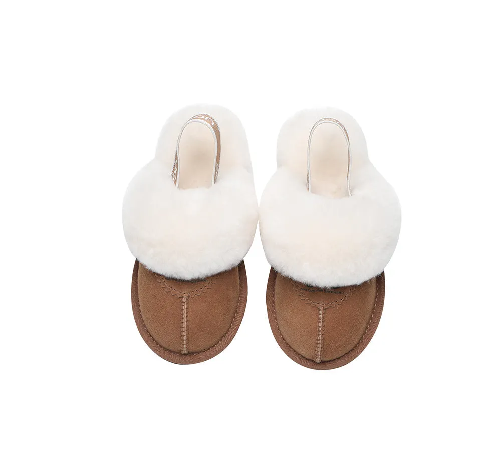 UGG Kids Slippers Sheepskin Wool Slingback Slippers Waffle Plus