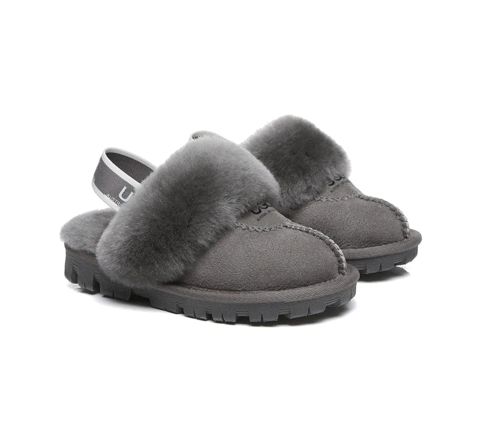 UGG Kids Slippers Sheepskin Wool Slingback Slippers Waffle Plus