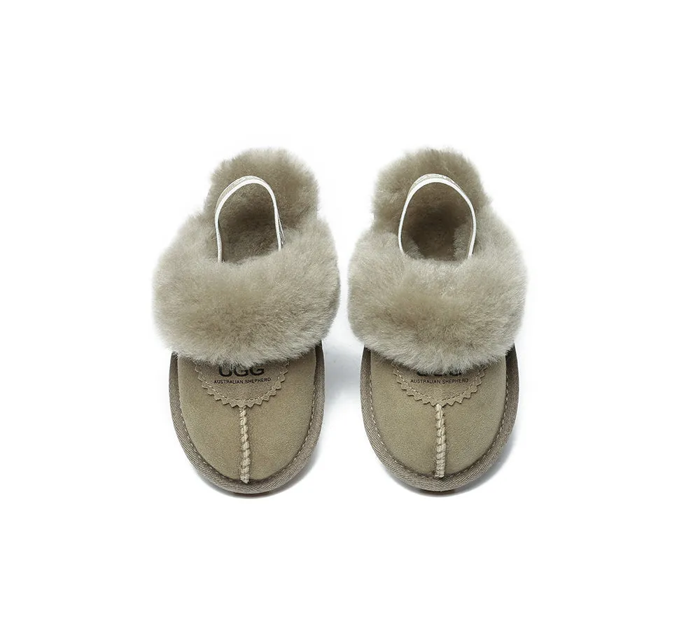 UGG Kids Slippers Sheepskin Wool Slingback Slippers Waffle Plus