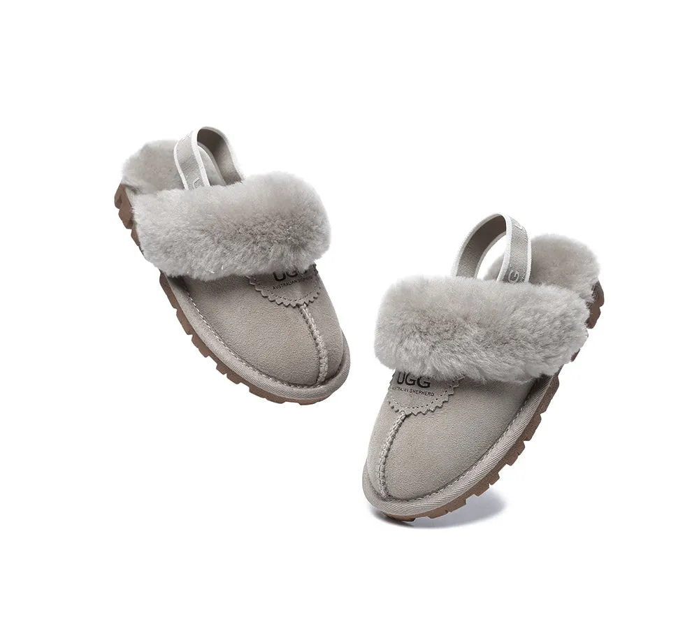 UGG Kids Slippers Sheepskin Wool Slingback Slippers Waffle Plus