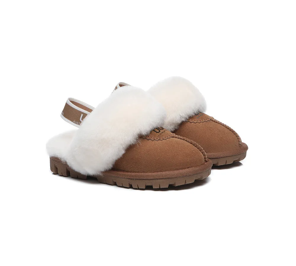 UGG Kids Slippers Sheepskin Wool Slingback Slippers Waffle Plus