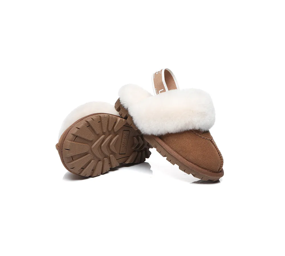 UGG Kids Slippers Sheepskin Wool Slingback Slippers Waffle Plus