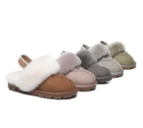 UGG Kids Slippers Sheepskin Wool Slingback Slippers Waffle Plus