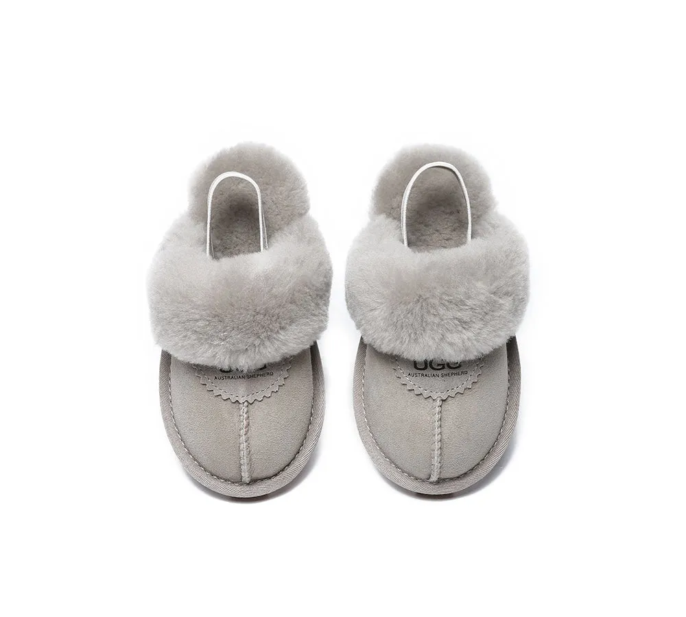 UGG Kids Slippers Sheepskin Wool Slingback Slippers Waffle Plus