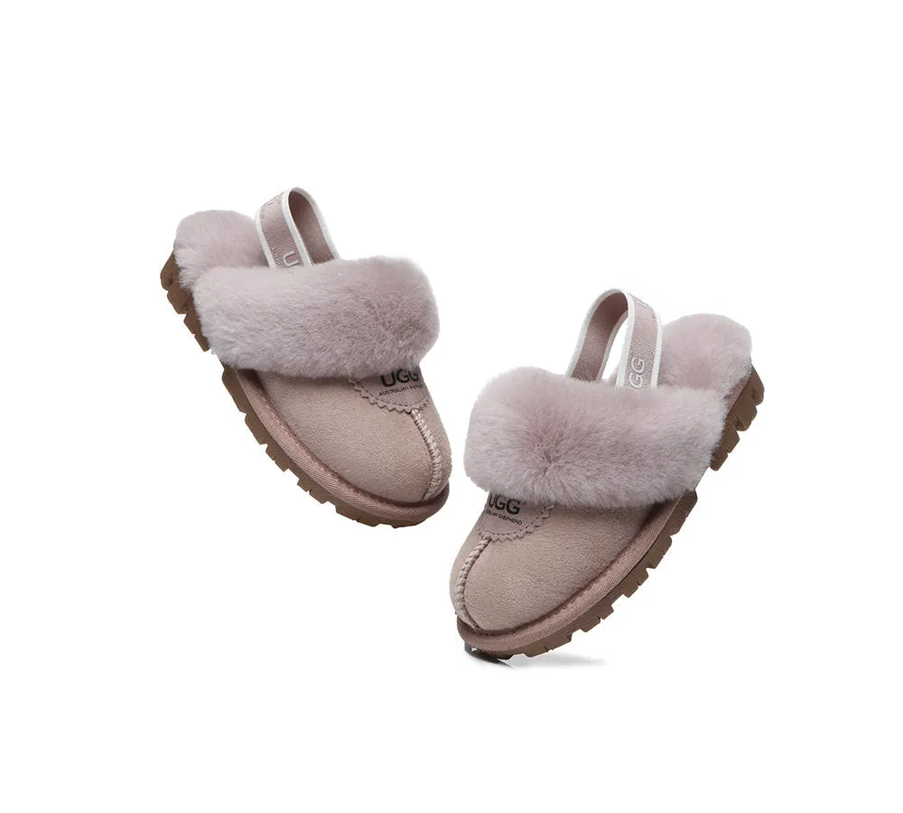 UGG Kids Slippers Sheepskin Wool Slingback Slippers Waffle Plus