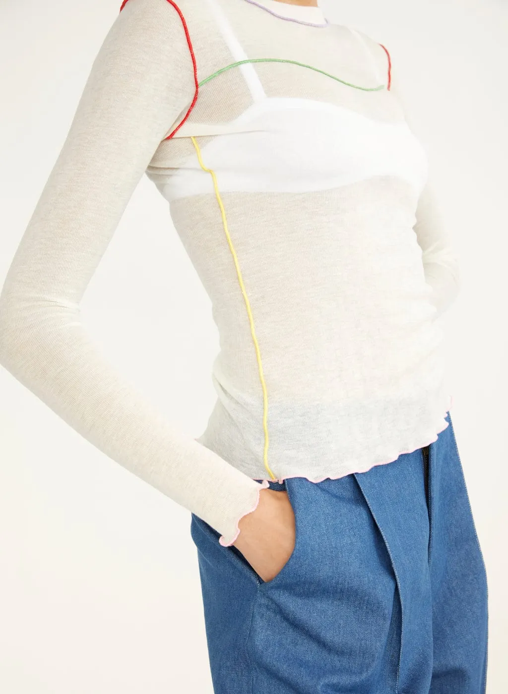 White & Multicolour Delia Long Sleeve Tee