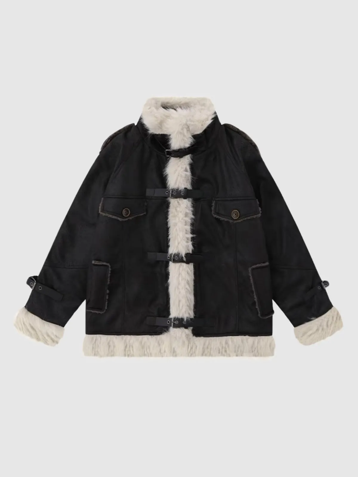 WLS Retro One-Piece Wool Winter Fur Lamp Coat