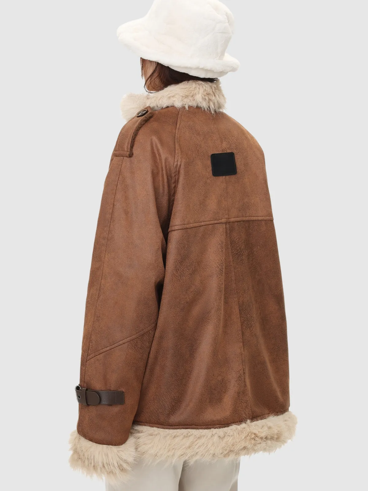 WLS Retro One-Piece Wool Winter Fur Lamp Coat